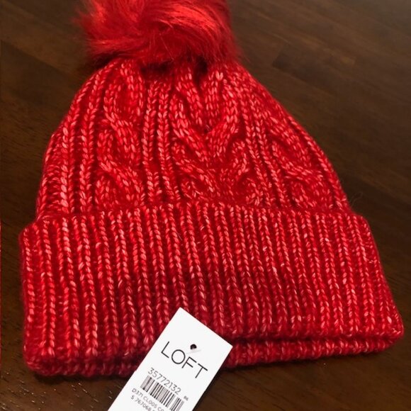 Loft Red Holiday Red Beanie Hat NWT - Picture 1 of 10